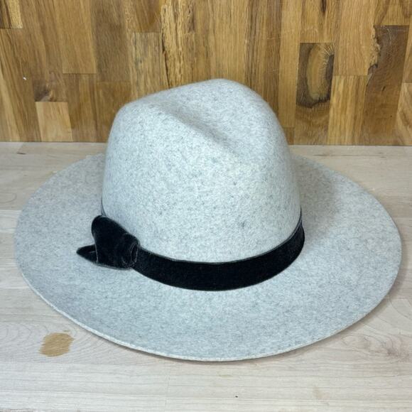 Hat Attack Madison Cream Wool Felt, Velvet Band Wide Brim Fedora Hat - Picture 1 of 7
